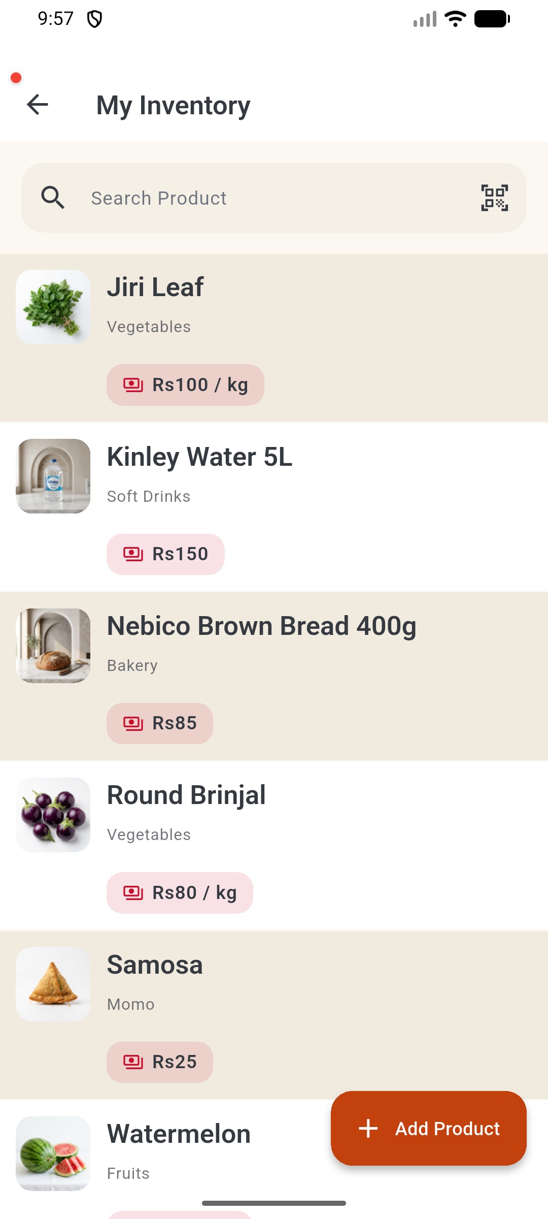 Product with offer button